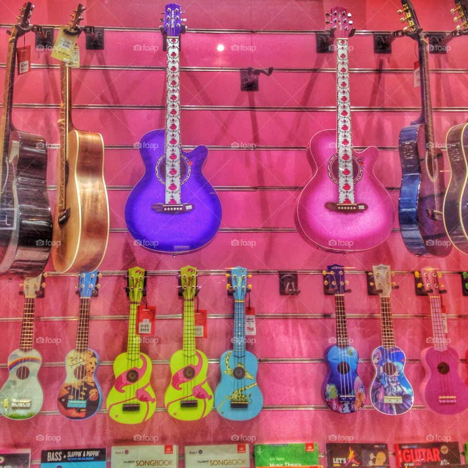 Guitars. Lots of different types of guitars