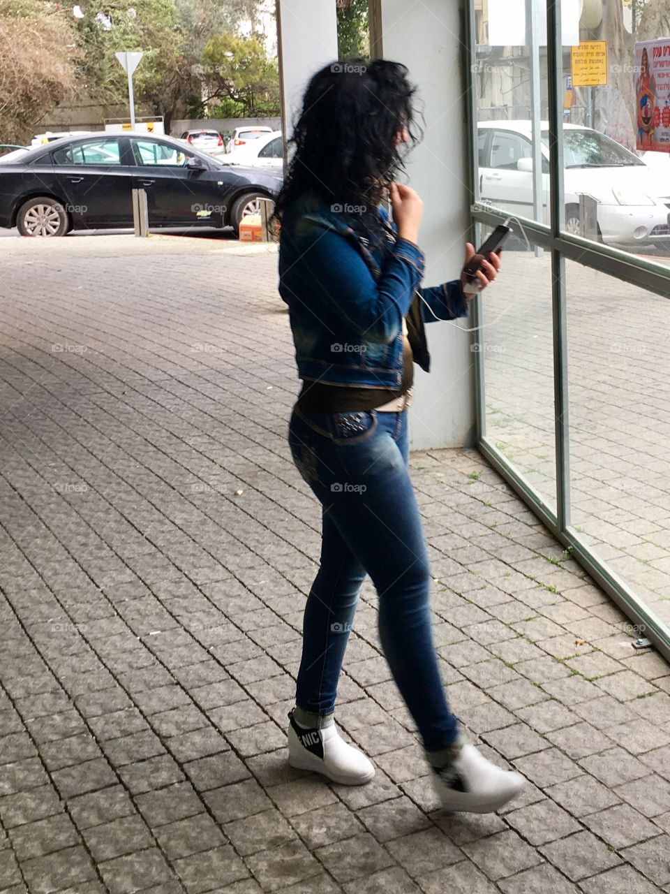 Talking on a smartphone