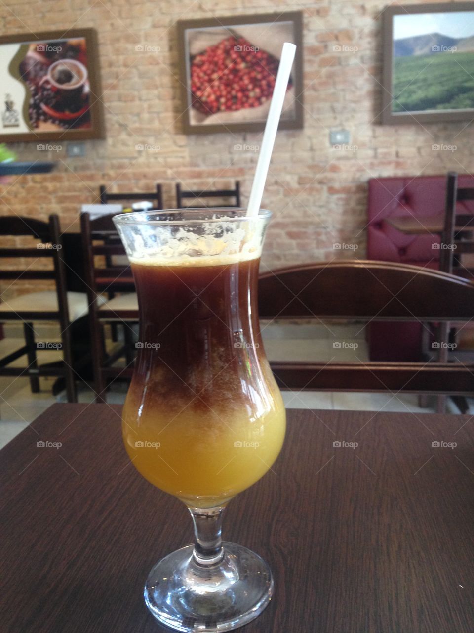 Special drink: orange juice + spresso + ice