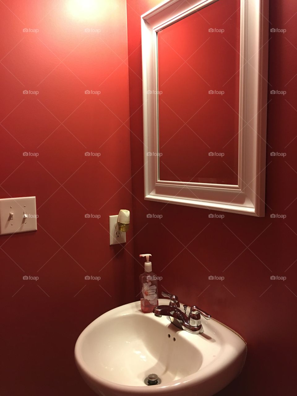 Red bathroom. 