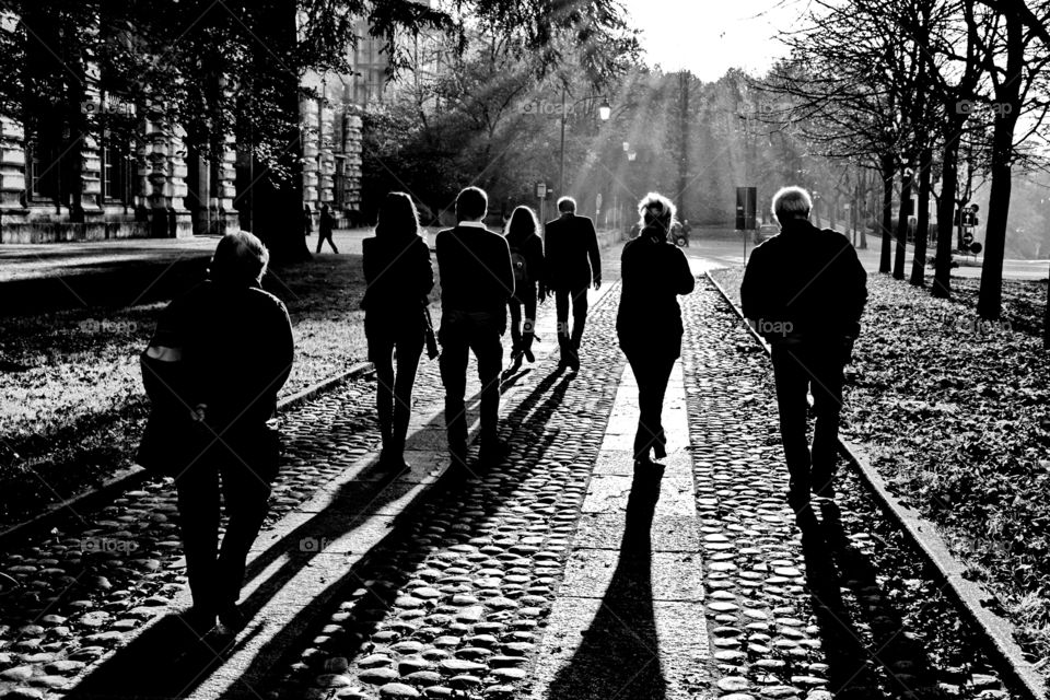 people walking  backlight