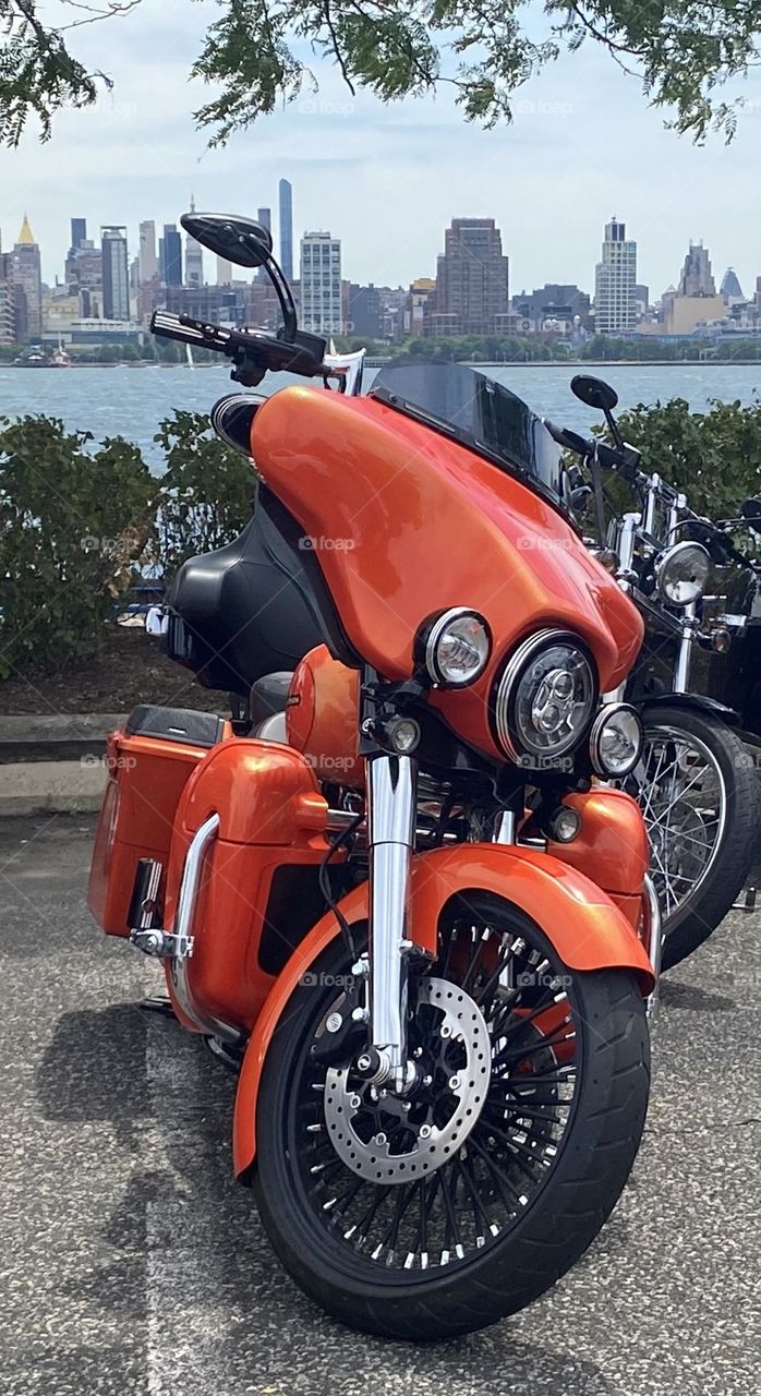 Red Motorcycle on the Hudson
