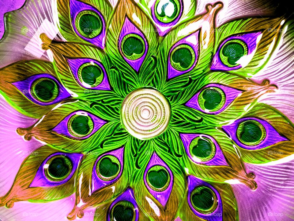 Colored Peacock Glass...greens & purples