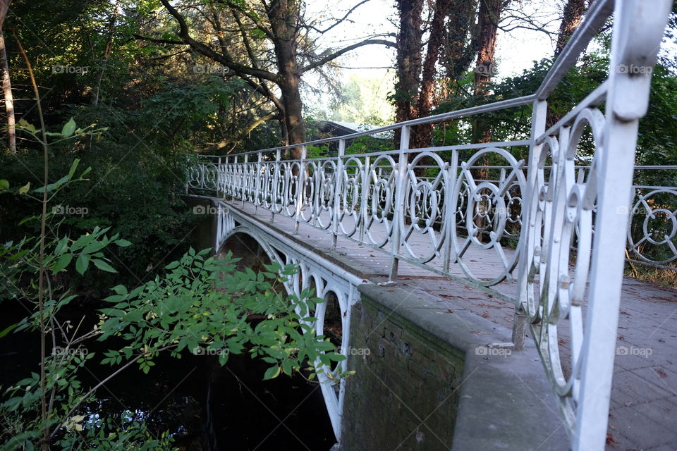 Old little bridge in park in Antwerp
