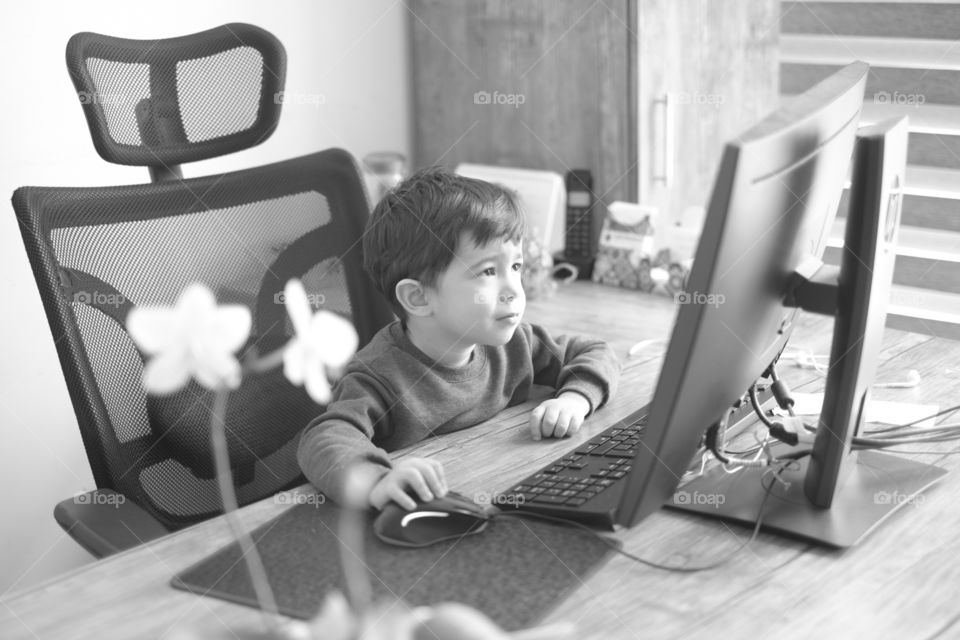 Boy using a computer