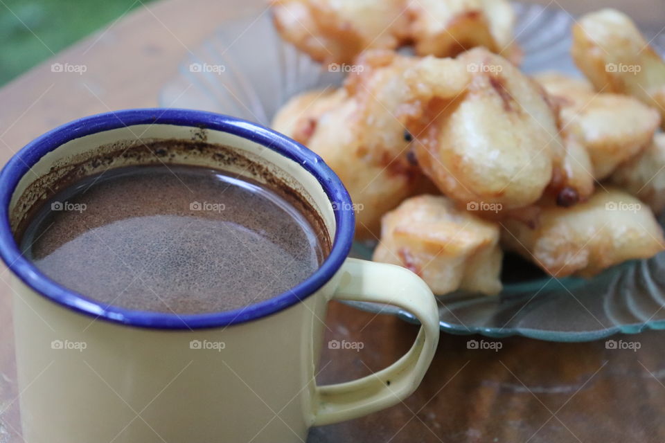 traditional coffee with fried banana