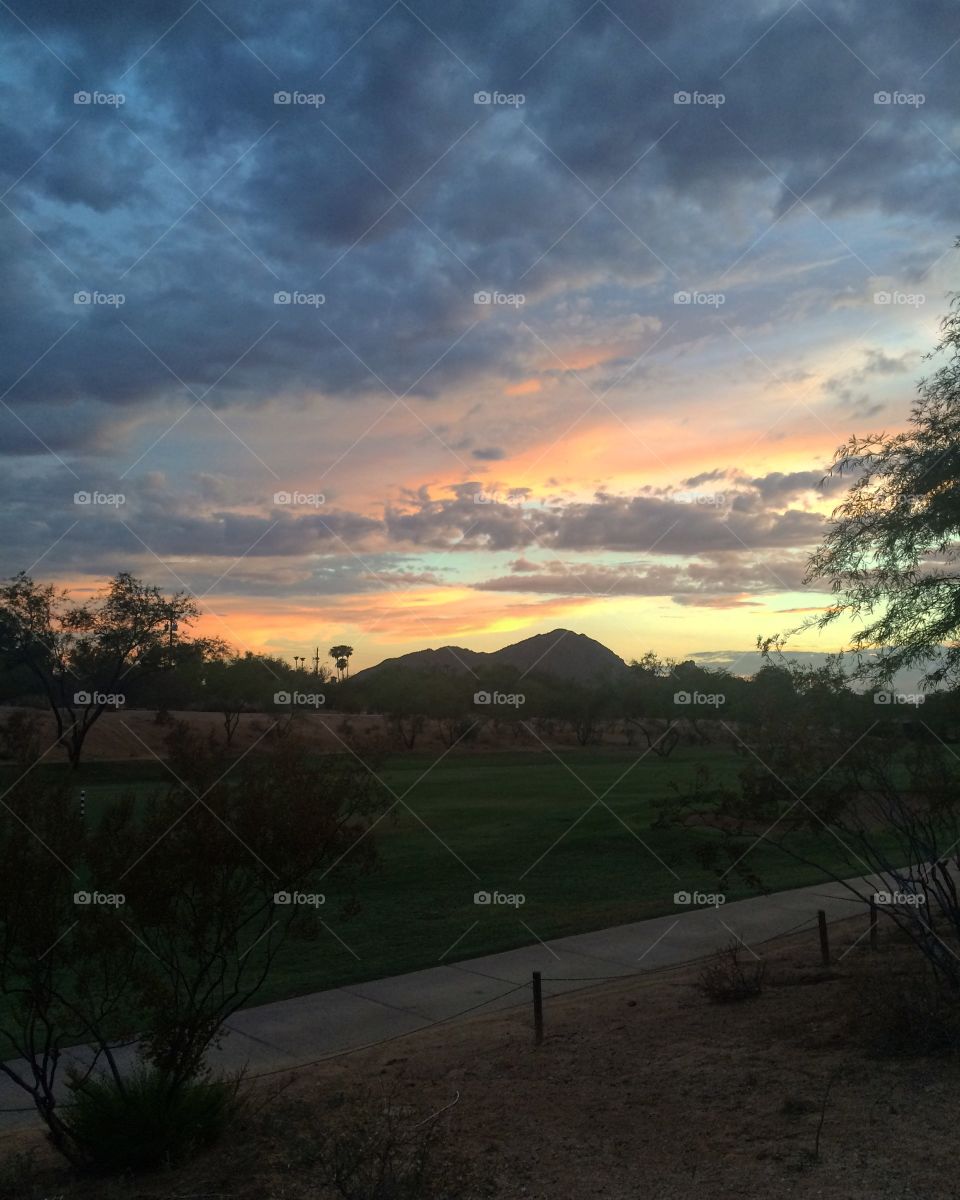 Sunsets over golf course