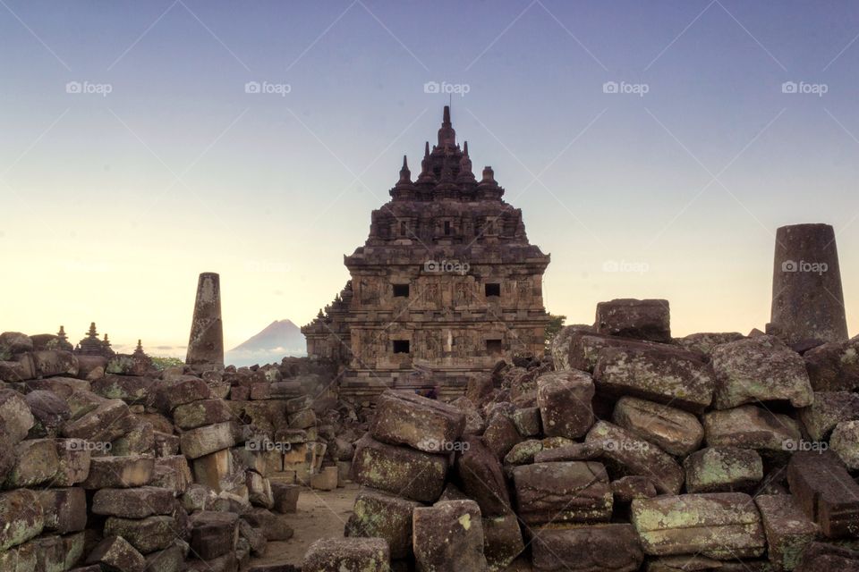sunset over plaosan temple