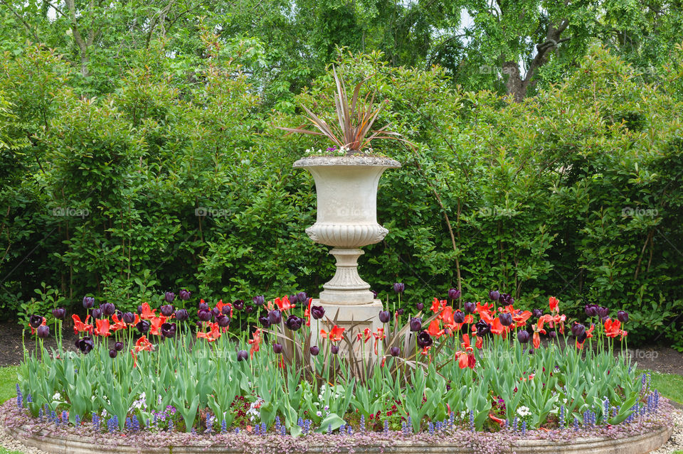 Garden vase in Regent's Park. London. UK.