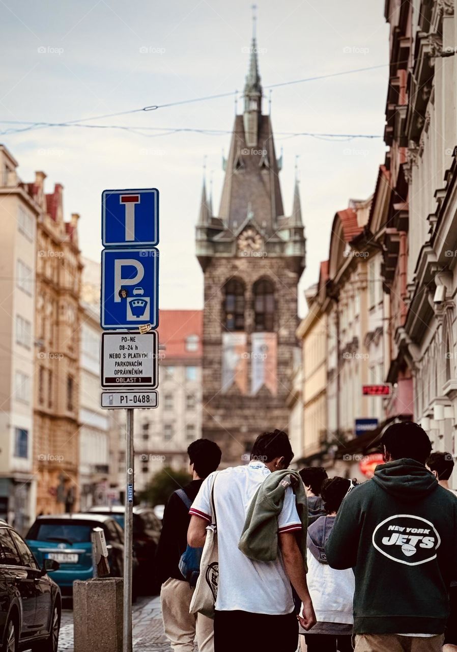 People walking on the street of Prague