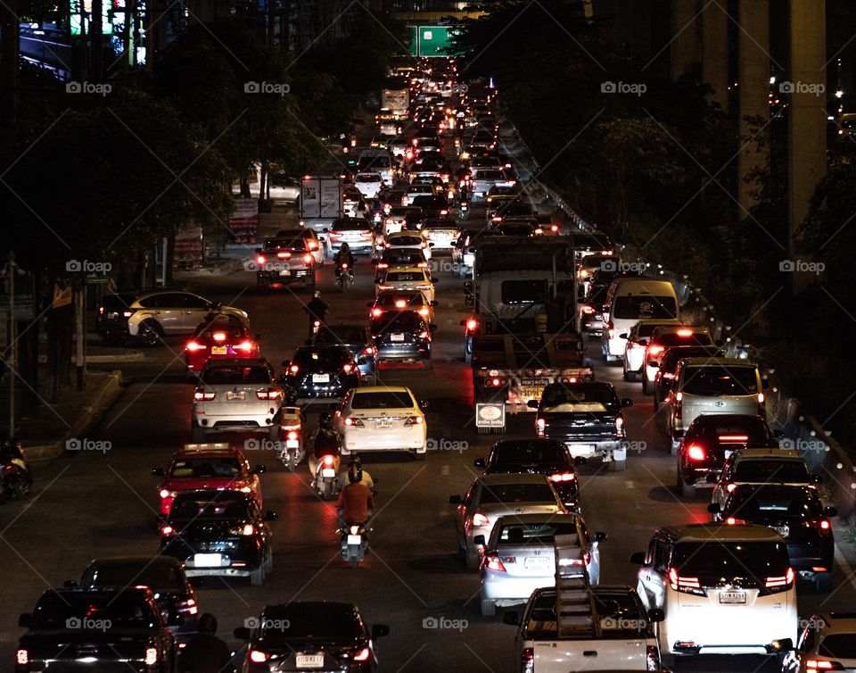 Traffic jam on rush hour always the big problem in the big city