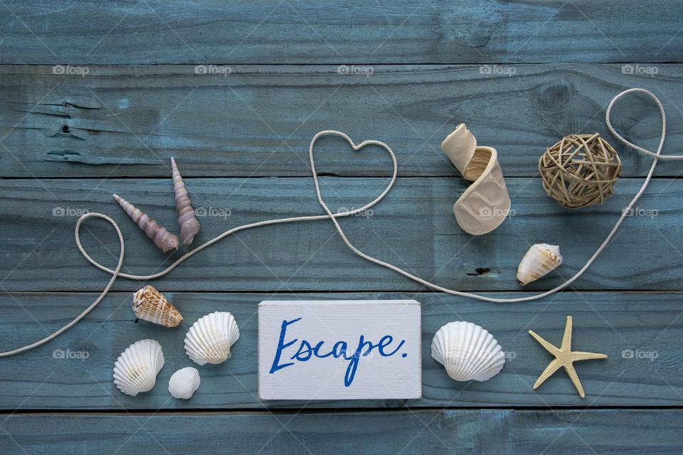 Beach Flat Lay with Seashells 