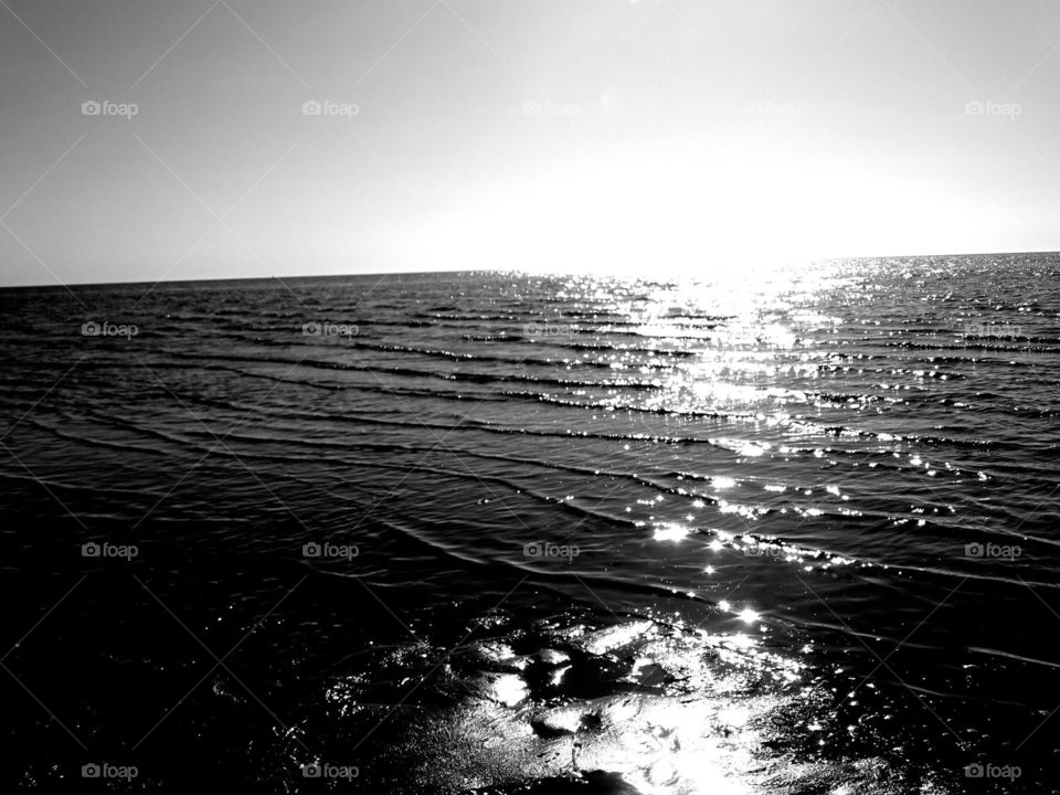 Black and White peaceful Sea 