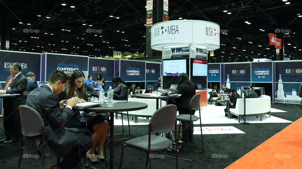 People at a trade show