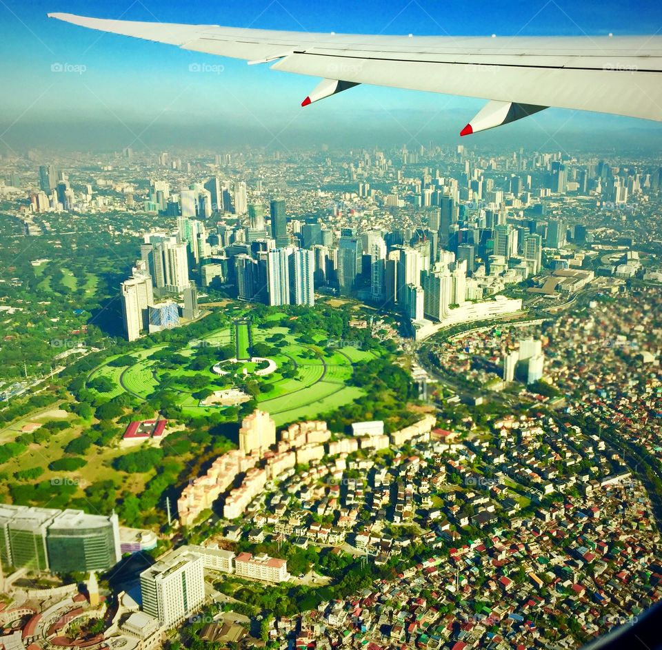 Impressive human creation. Aerial view of Bonifacio Global City. 