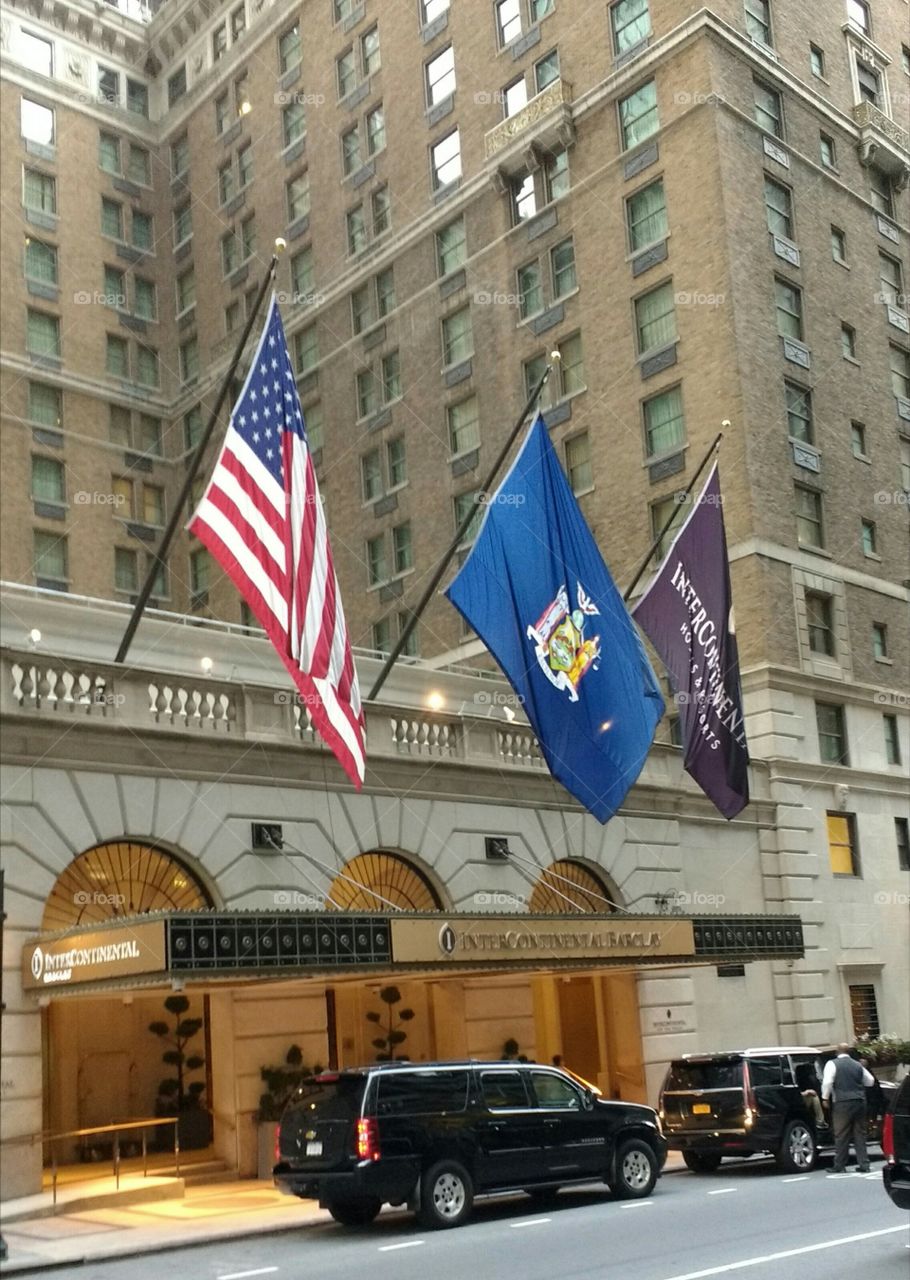 Flags at the Intercontinental Hotel