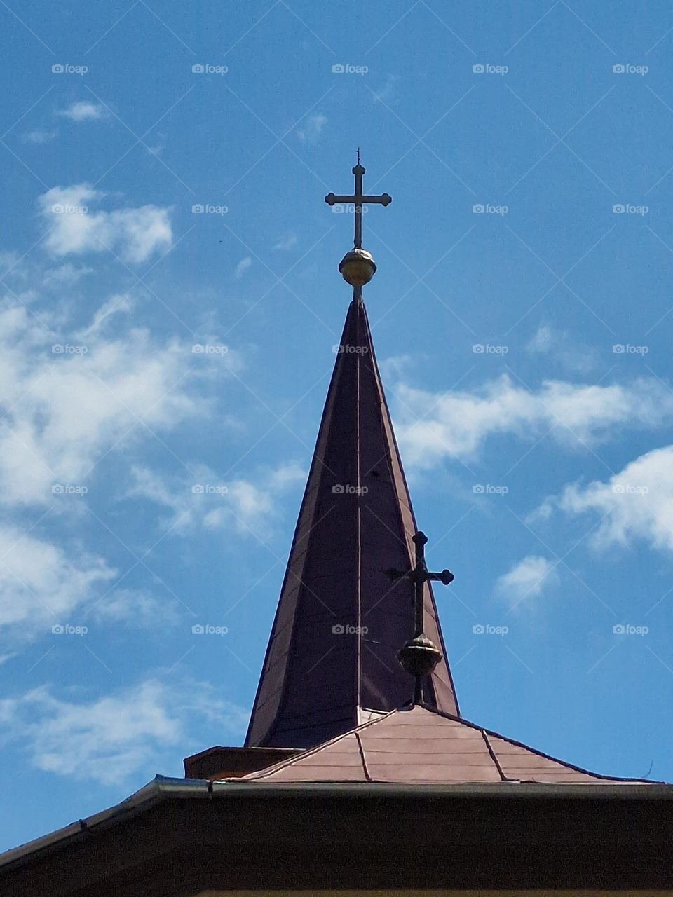 crosses above the church