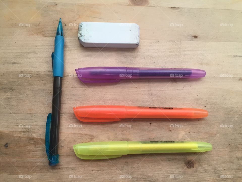 Stationary, school supplies colourful