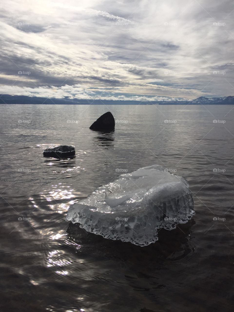 Ice covered rock, Lake Tahoe