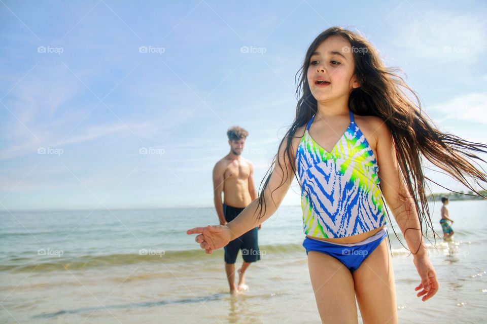 Cute little girl at beach