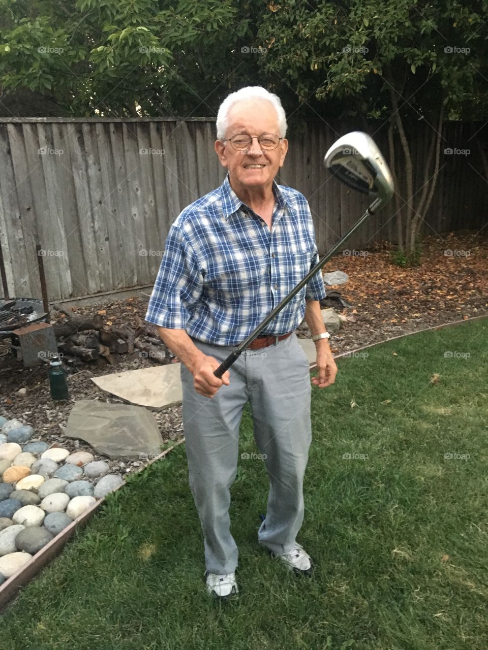 When the golf course is closed, putting in the backyard can do the trick! 