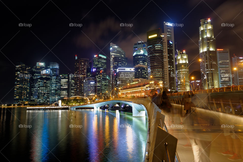 Colours of the Night: Singapore CBD from Marina Bay