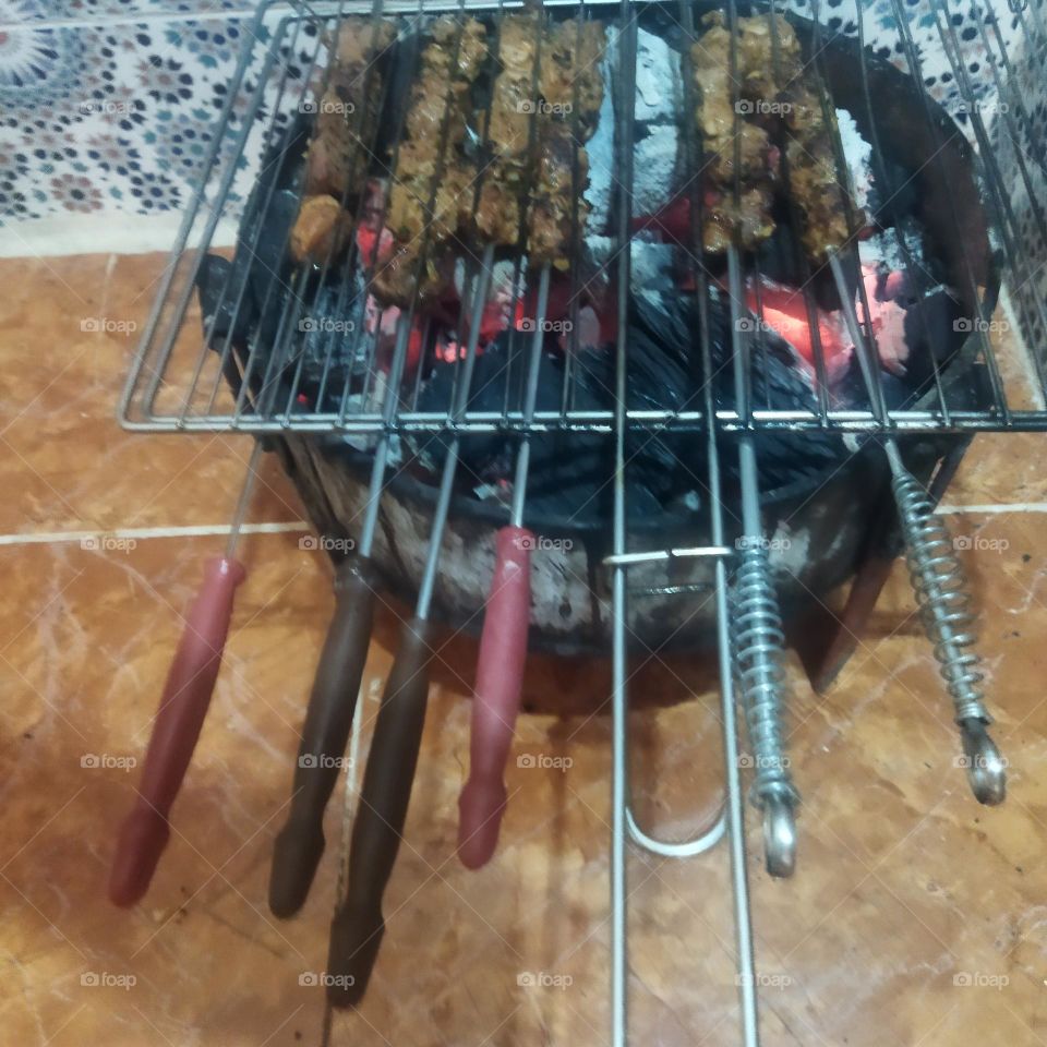 delicious barbecue made of meat.