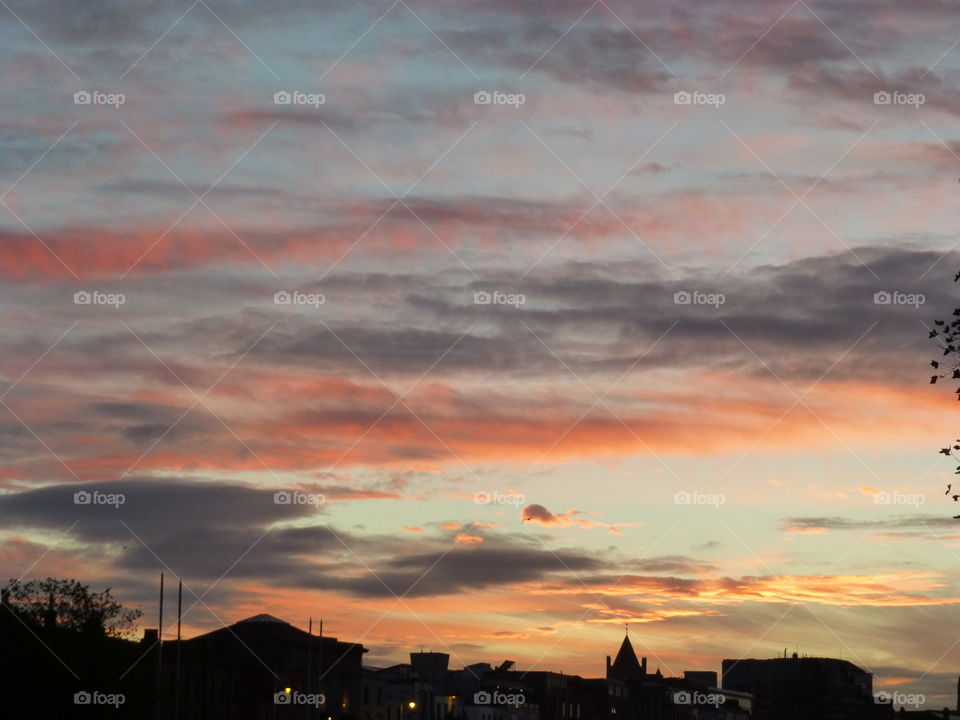 Dublin sky at sunset