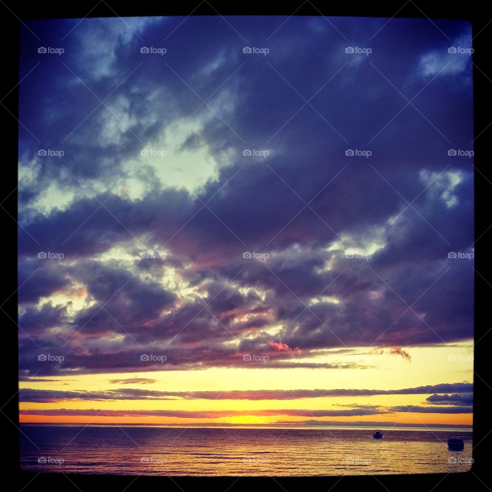 Sunset, Dawn, Sun, Sky, Sea