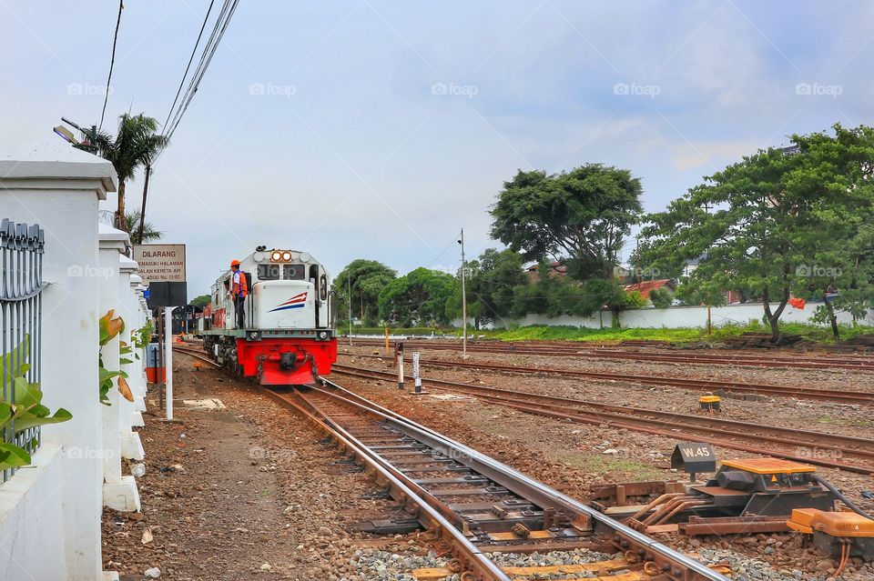 Railway in Jogjakarta train station, Indonesia