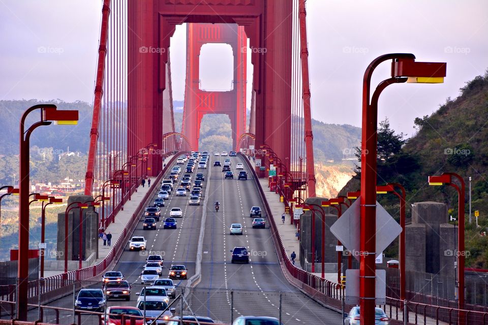 Golden Gate Bridge with traffic 