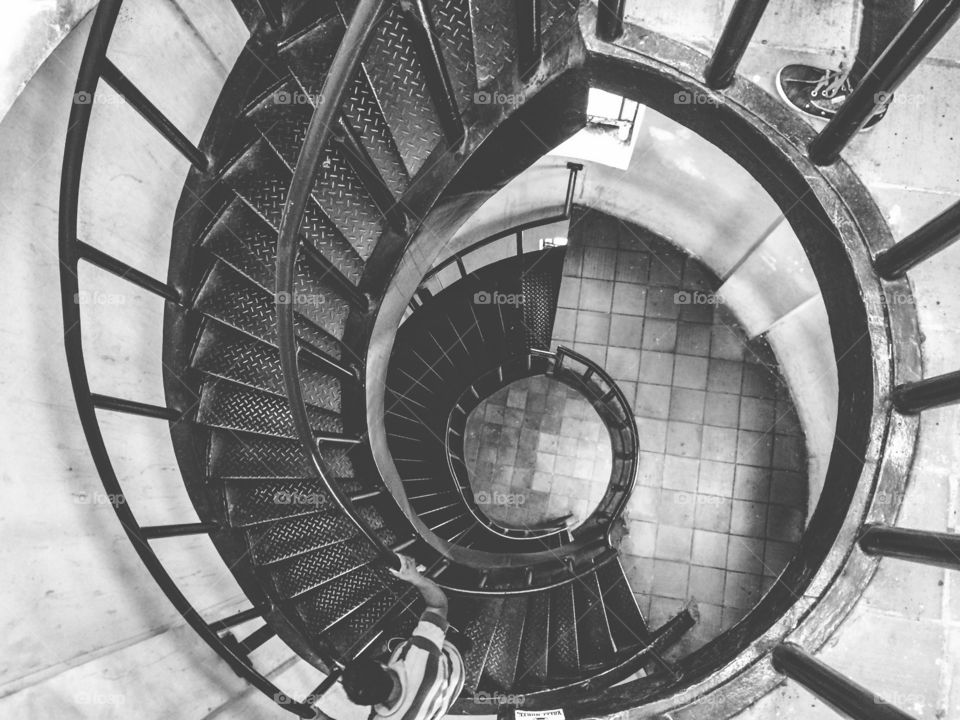 Spiral stairs in black and white 