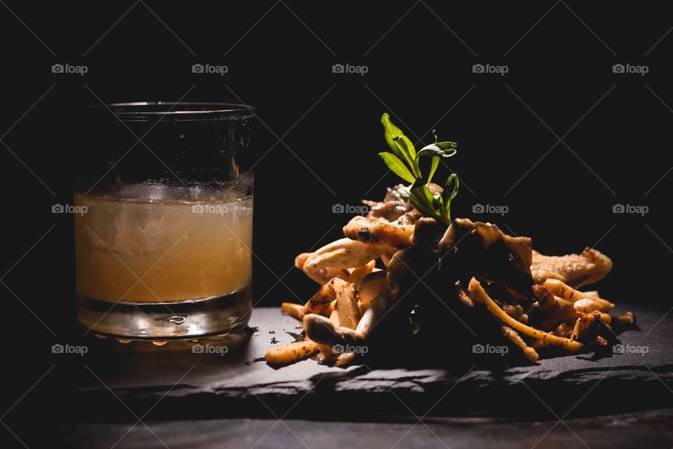 Dark dinner and drink black foods