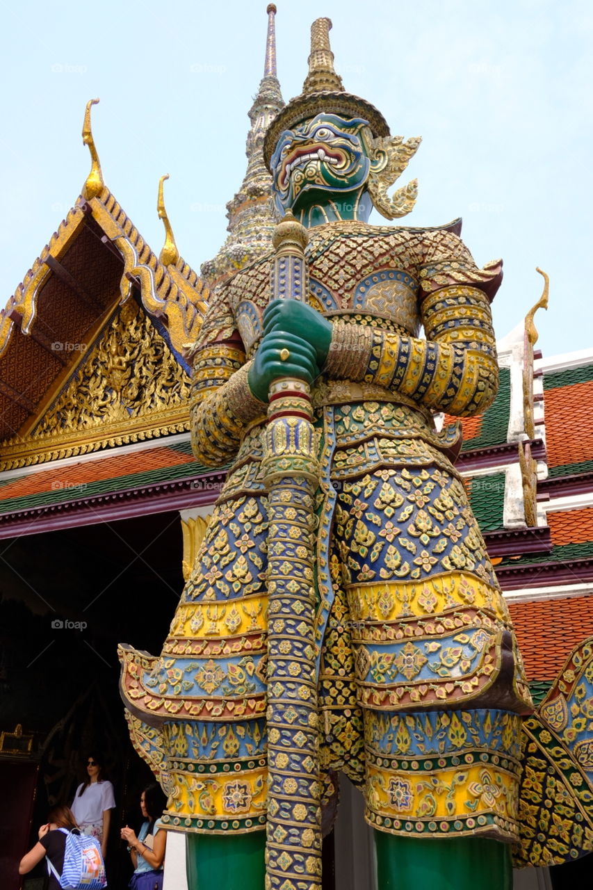 Giant Statue, Thai Royal Grand Palace, Bangkok. It is the one of beautiful status that foreigners like to take the photo of this.