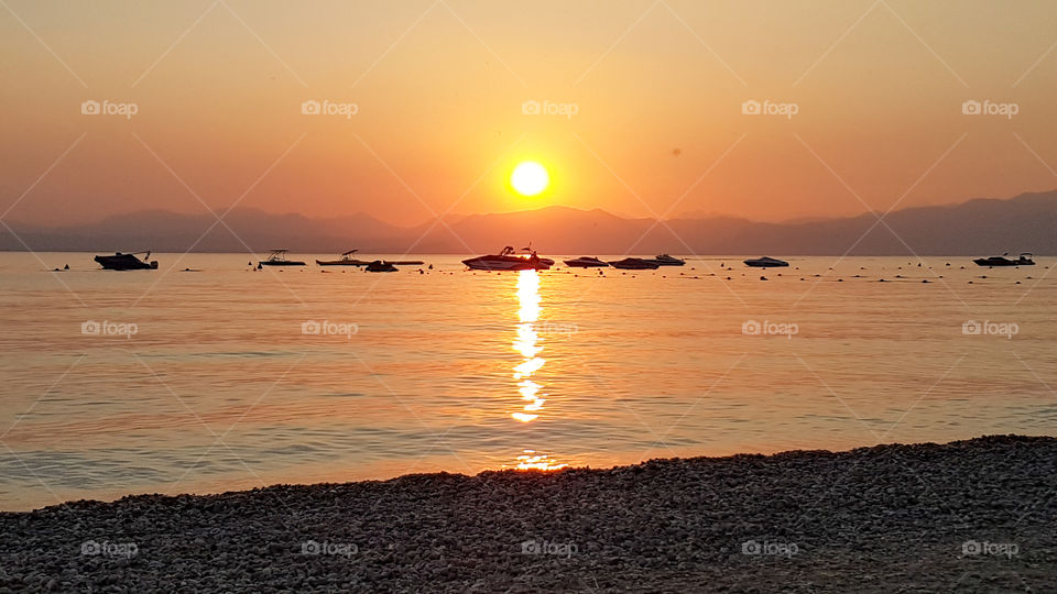 sunset at lake garda in Italy