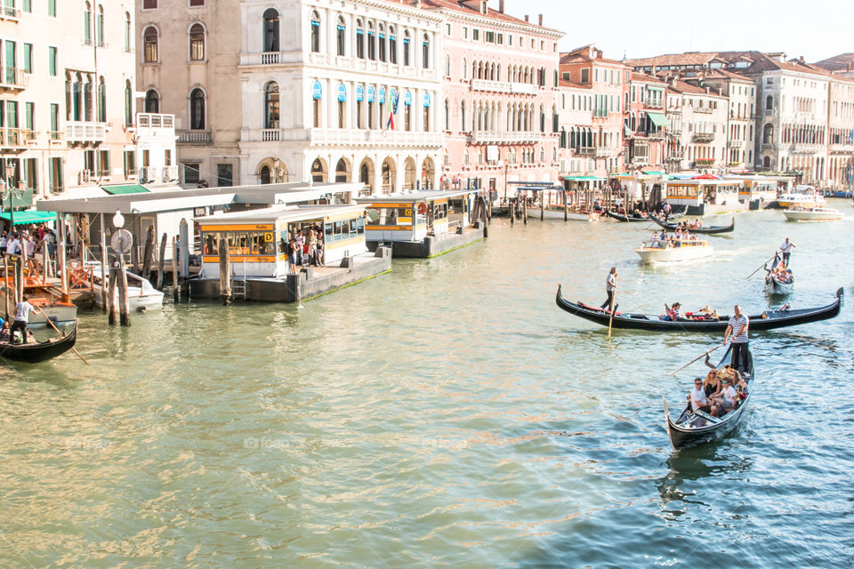 Gondola Rides At Grand Canal In Venice, Italy
