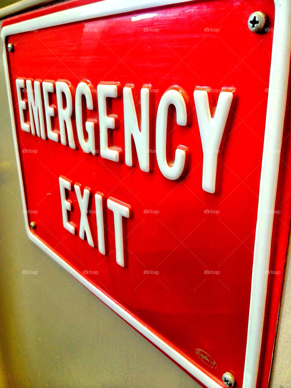 red white exit sign by stykellee