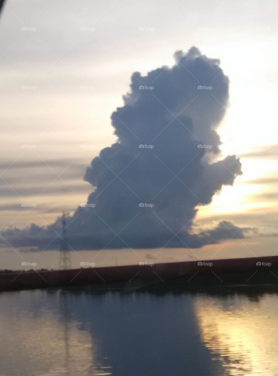 Clouds with baby shape at sunset