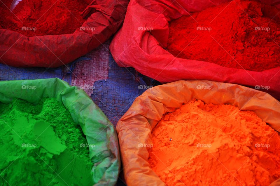 Colorful powder on the street 