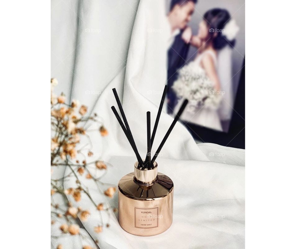 Light and Fresh herb mint diffuser in rose gold colour good for display in the cosy bedroom 