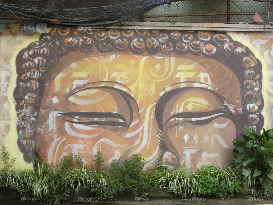 Buddha paint on wall