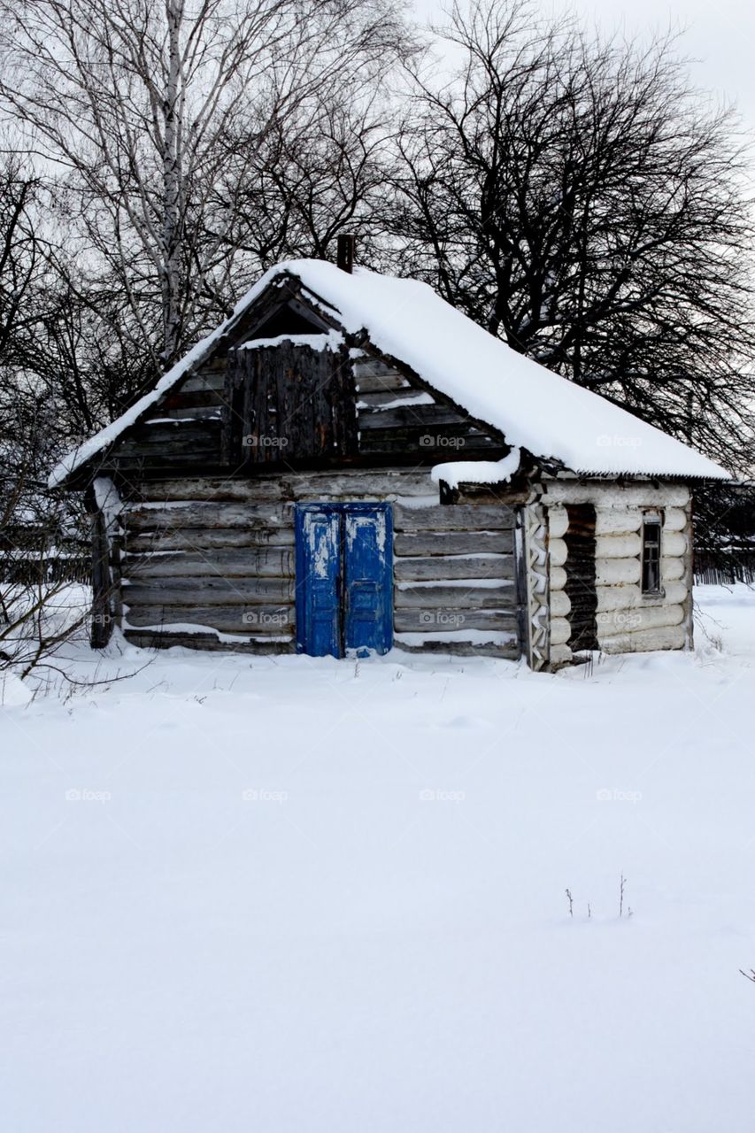 blue door. outside of kiev.  The coldest day of my life! 