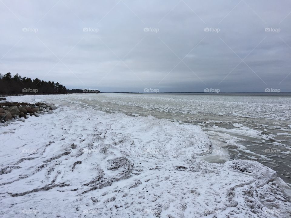 Ice on the sea at Kalmarsund, Sweden 