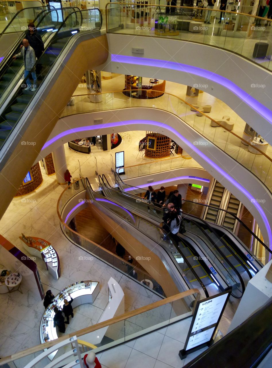 Escalator, Indoors, Mall, Shopping, Business