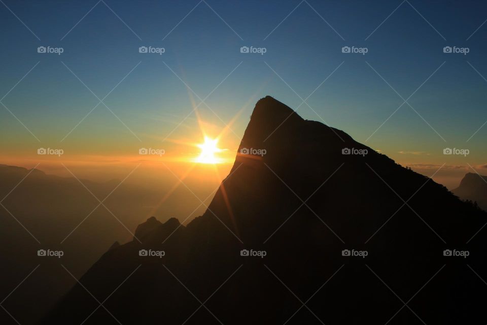 beautiful sunrise view from the mountain