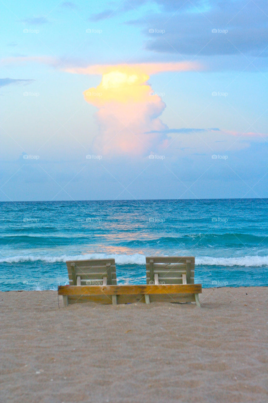 beach ocean sky clouds by lmtrent