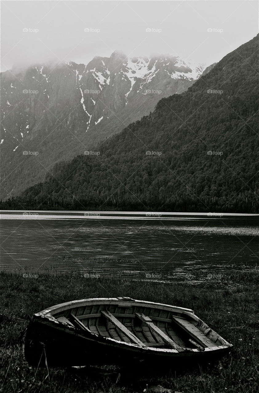 mountain lake boat chile by olijohnson