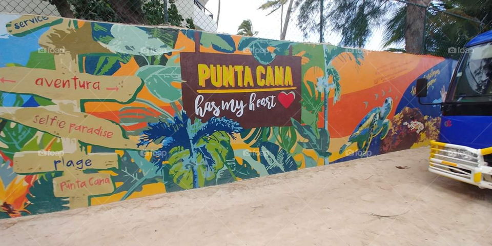 Painted Wall in Punta Cana, Dominican Republic. Art