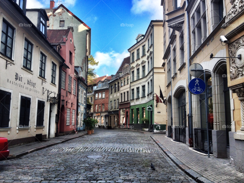 riga street sign buildings by penguincody