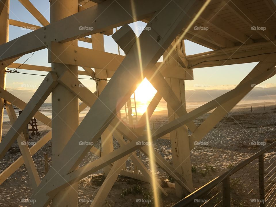 Sunrise with lifeguard tower 